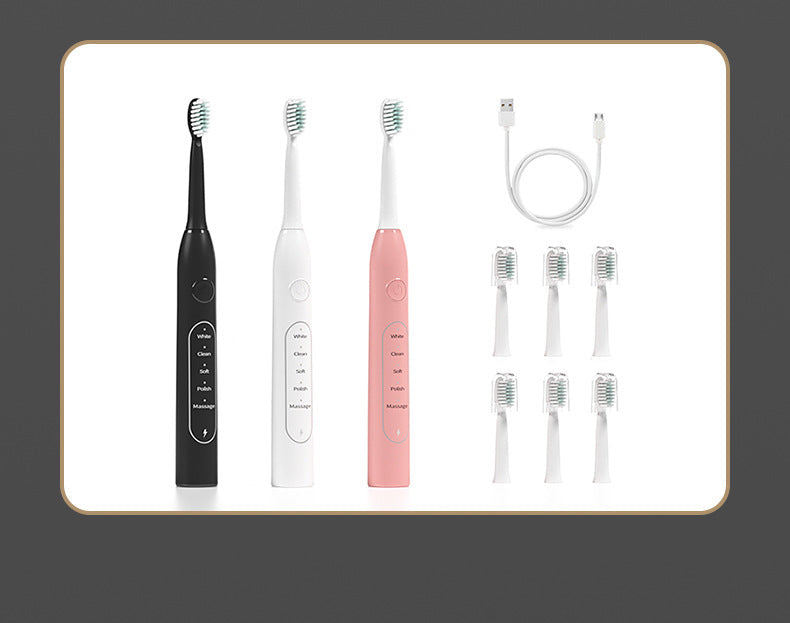 EcoAqua Pro sonic toothbrush three colors black white pink - private label OEM customization available
