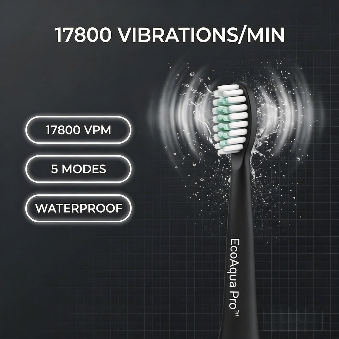 EcoAqua Pro 17800 VPM sonic toothbrush - 5 modes IPX7 waterproof wholesale supplier
