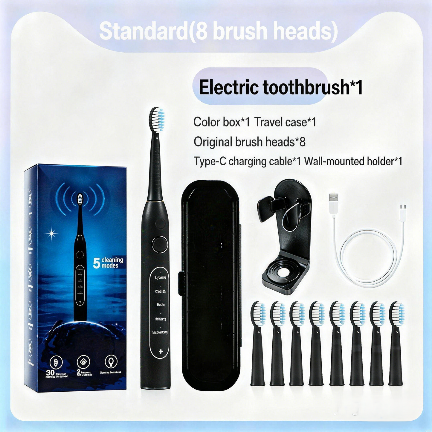 Electric Toothbrush Sonic USB-C IPX7 | EcoAqua Pro Micro-Sonic 5 Modes
