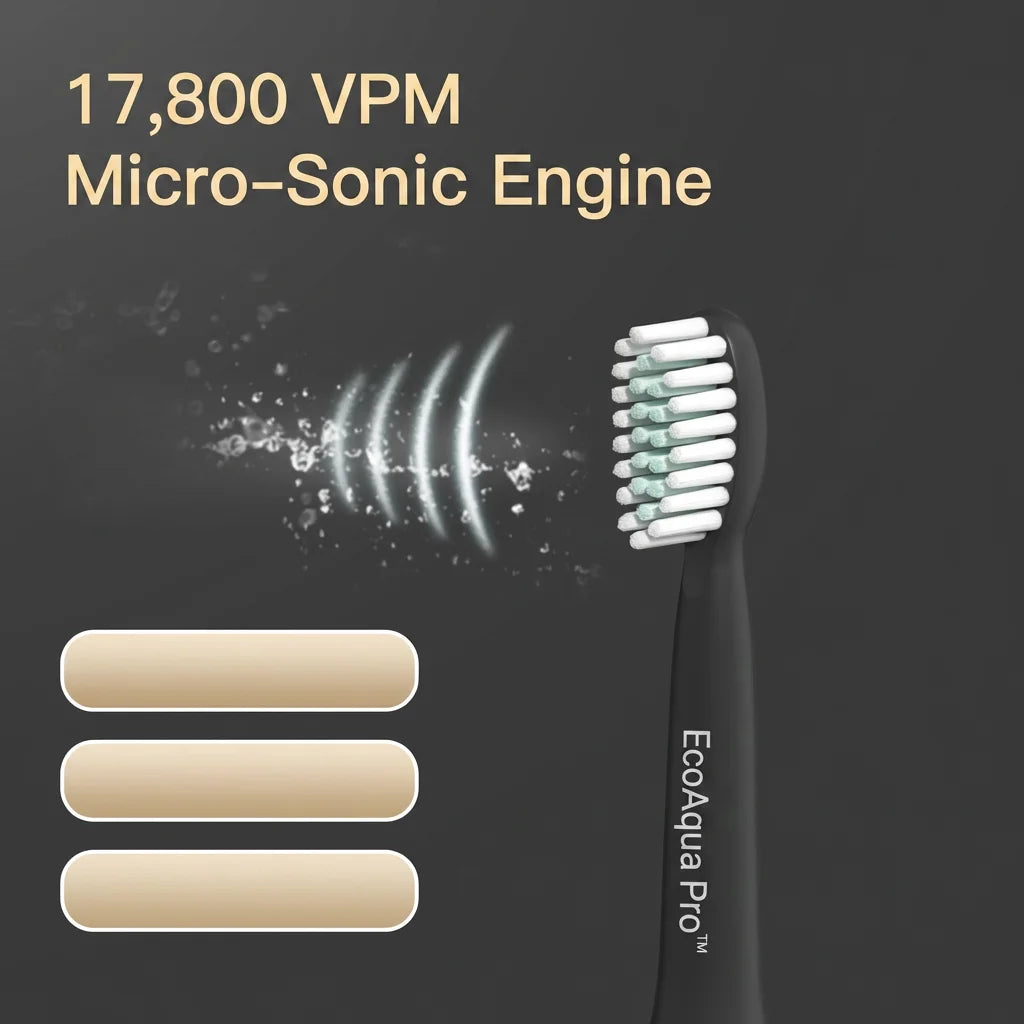Electric Toothbrush Sonic USB-C IPX7 | EcoAqua Pro Micro-Sonic 5 Modes